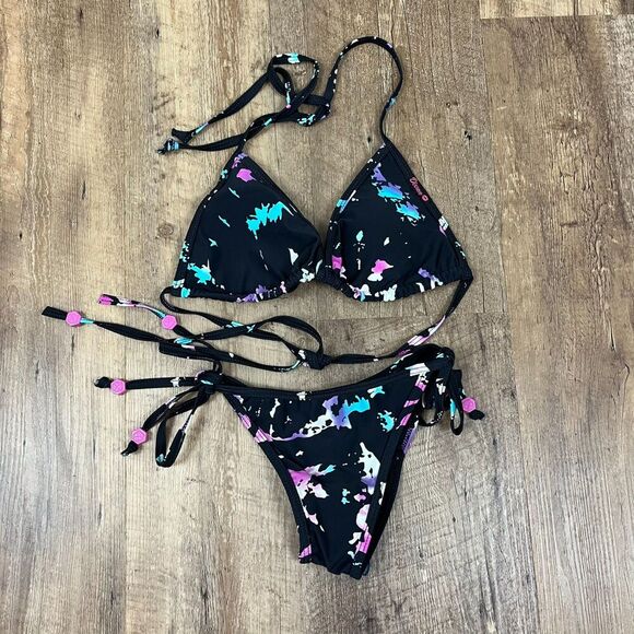 DIXXON Other - Dixxon Blueberry Beach Bikini Two Piece Swimsuit Black Women's S NWOT